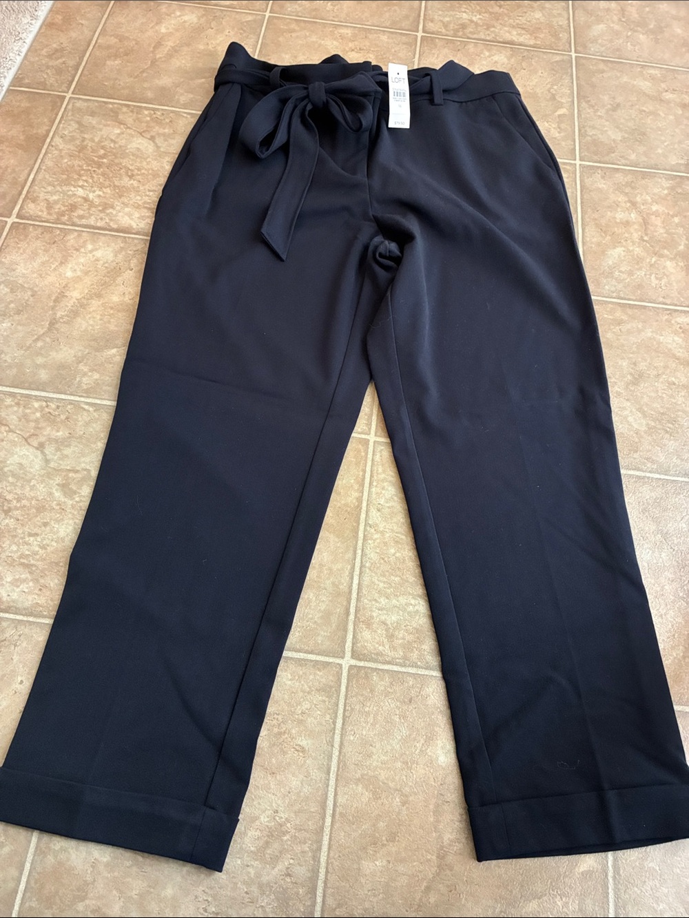 LOFT navy Tie-Waist Pants